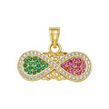 10K/14K Gold Infinity Ring with Pink & Green Gemstones