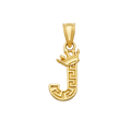 10K/14K Solid Gold "J" Crown Greek Key Pendant