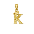 10K/14K Solid Gold "K" Crown Greek Key Pendant