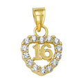10K/14K Solid Gold Love Heart Sweet 16 Pendant