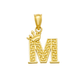 10K/14K Solid Gold "M" Crown Greek Key Pendant