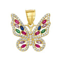 10K/14K Solid Gold Open Wing Butterfly Charm with CZ Stones