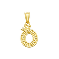 10K/14K Solid Gold "O" Crown Greek Key Pendant