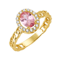 10K/14K Solid Gold Oval Pink Halo Ring