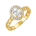 10K/14K Solid Gold Oval White Halo Ring