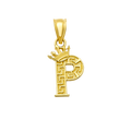 10K/14K Solid Gold "P" Crown Greek Key Pendant
