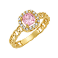 10K/14K Solid Gold Pink Halo Ring