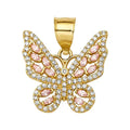 10K/14K Solid Gold Open Wing Butterfly Charm with CZ Stones
