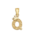 10K/14K Solid Gold "Q" Crown Greek Key Pendant