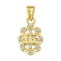 10K/14K Solid Gold Quinceañera Floral Frame Necklace Charm