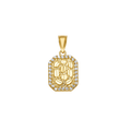 10K/14K Solid Gold Rectangular Pendant with CZ Border