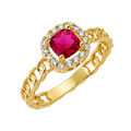 10K/14K Solid Gold Red Halo Ring