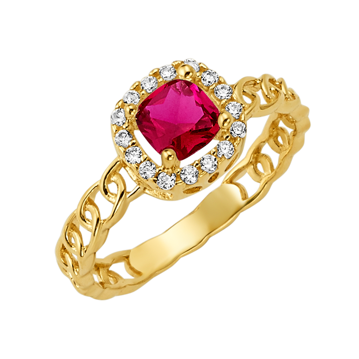 10K/14K Solid Gold Red Halo Ring