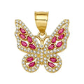 10K/14K Solid Gold Open Wing Butterfly Charm with CZ Stones