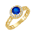 10K/14K Solid Gold Round Blue Halo Ring