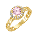 10K/14K Solid Gold Round Pink Halo Ring