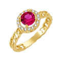 10K/14K Solid Gold Round Red Halo Ring
