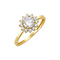 10K/14K Solid Gold Round Whiite Halo Ring
