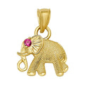 10K/14K Solid Gold Ruby Eye Elephant Ring