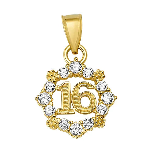 10K/14K Solid Gold Sweet 15 Quinceañera Script Pendant