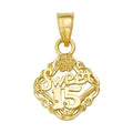 10K/14K Solid Gold Sweet 15 Rose & Heart Pendant