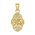 10K/14K Solid Gold Sweet 16 Lattice Necklace Charm with CZ