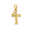 10K/14K Solid Gold "T" Crown Greek Key Pendant