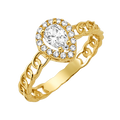 10K/14K Solid Gold Teardrop White Halo Ring