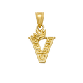 10K/14K Solid Gold "V" Crown Greek Key Pendant