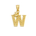 10K/14K Solid Gold "W" Crown Greek Key Pendant