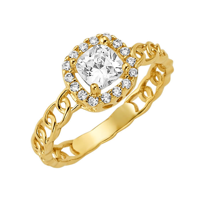 10K/14K Solid Gold White Halo Ring