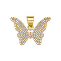 10K/14K Solid Gold Pavé Butterfly Open Wing Charm