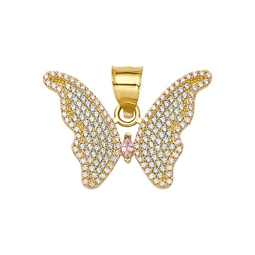 10K/14K Solid Gold Pavé Butterfly Open Wing Charm