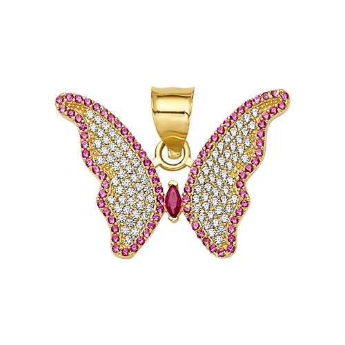 10K/14K Solid Gold Pavé Butterfly Open Wing Charm