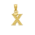 10K/14K Solid Gold "X" Crown Greek Key Pendant