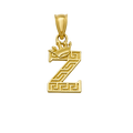 10K/14K Solid Gold "Z" Crown Greek Key Pendant