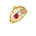 10K/14K Gold Tri-Color Simulated Birthstones Mother Ring