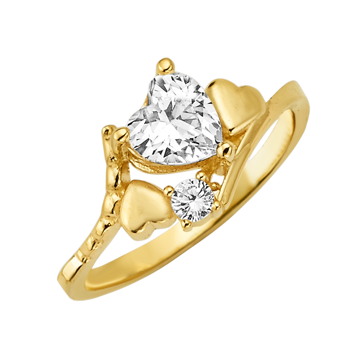 10K/14K Gold Heart Gemstone Ring