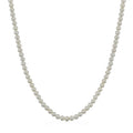 Classic strand of 4-4.5mm round white freshwater pearls arranged in a timeless, symmetrical necklace design. Item No. 224412