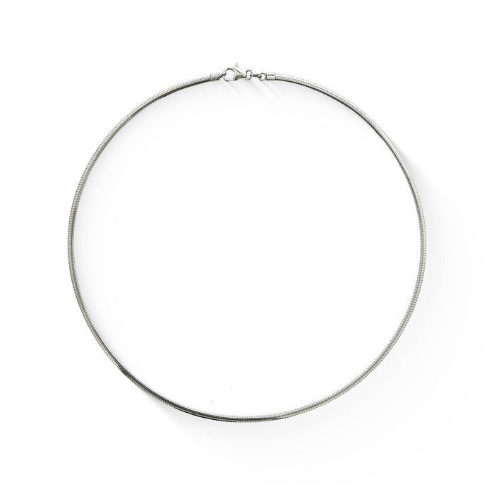 768864 - Sterling Silver - 17" Reversible Diamond Cut High Polished Omega Necklace, 2.5mm