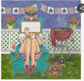4th of July Stitching Girl