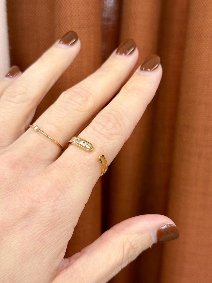 Adjustable Pave Open Bar Ring