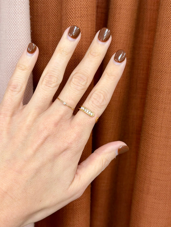 Adjustable Pave Open Bar Ring