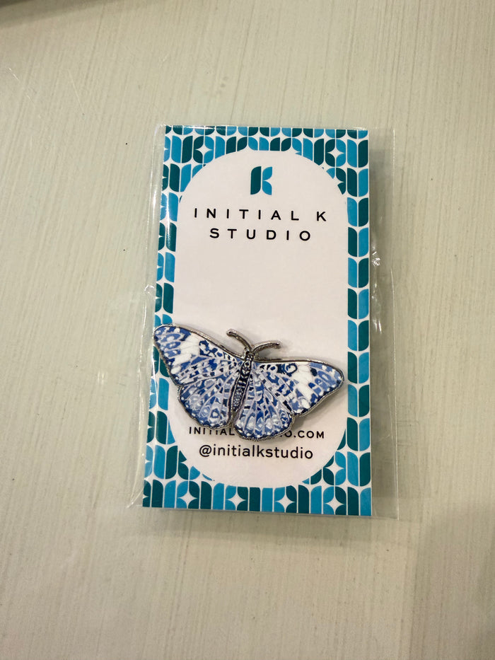 Blue and White Butterfly Needle Point
