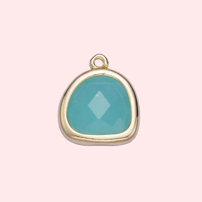 Abstract Teal Cubic Zirconia Charm