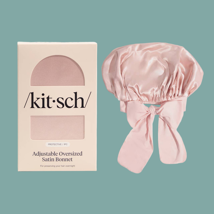 Adjustable Oversized Satin Bonnet- Blush