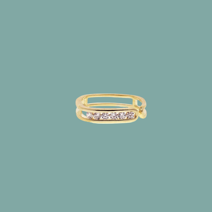 Adjustable Pave Open Bar Ring