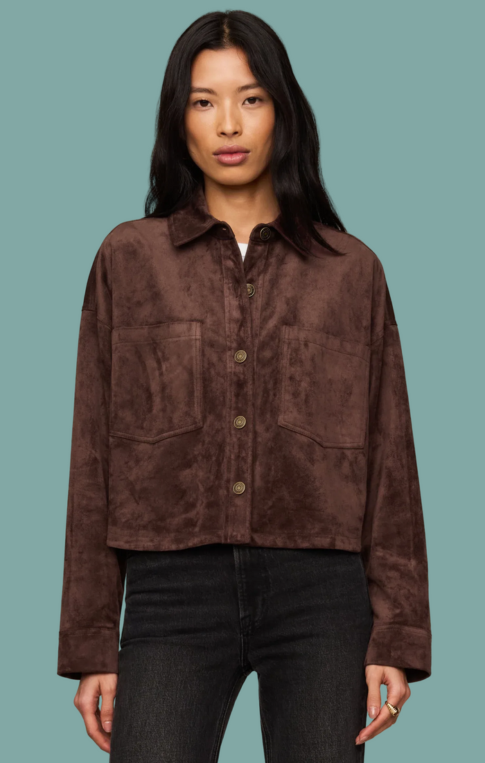 All Day Cropped Suede Jacket - Dark Chocolate
