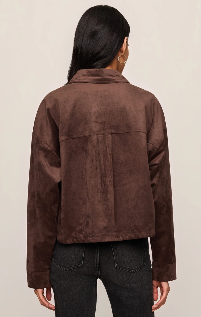 All Day Cropped Suede Jacket - Dark Chocolate