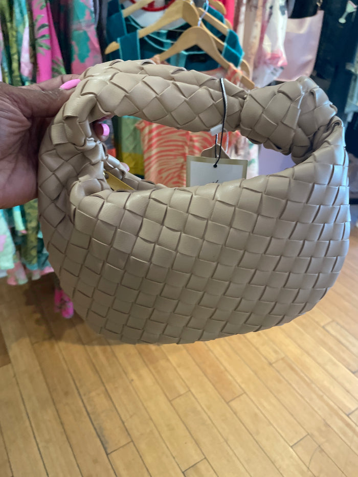 Almond Woven Knotted Handbag Summer